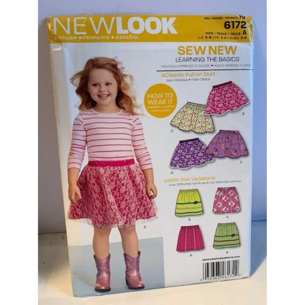 New Look Children Skirt Pattern Size 3 4 5 6 7 8 6172 Uncut 2012